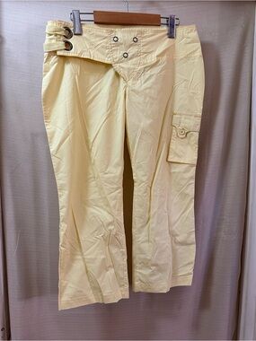 Gilly G Y2K Yellow Cargo Capri Pants Women’s Size 7 Low Rise Utility